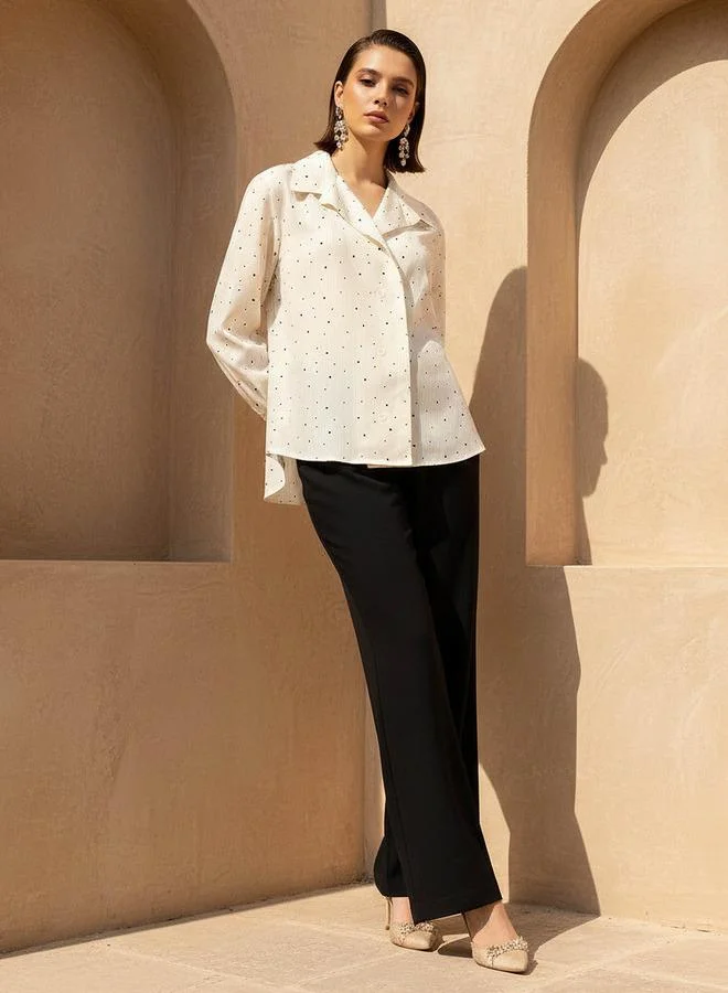 سبلاش فيڤ Shirt with Polka Dot Print